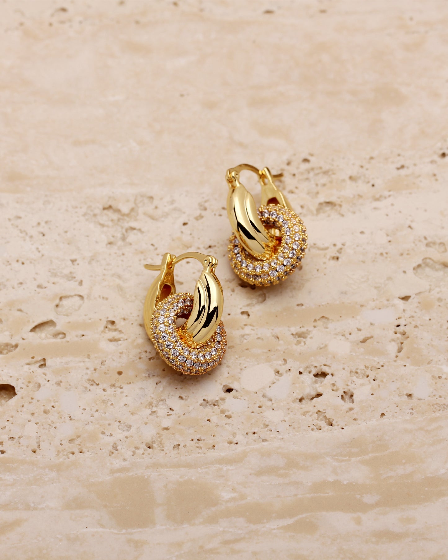 LUCILLE CZ DANGLE DOUBLE HOOPS