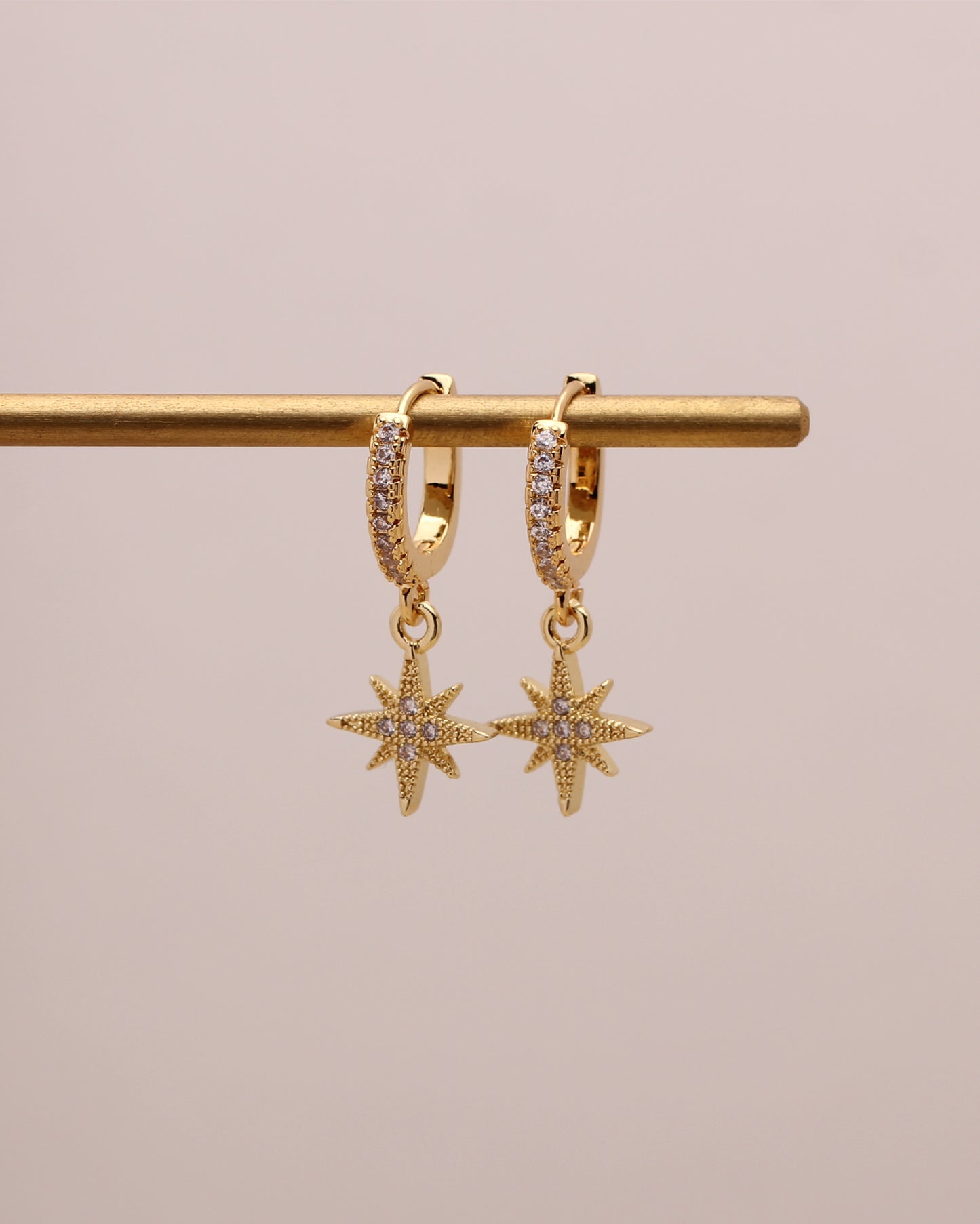 MACI CUBIC DANGLE STAR HOOPS