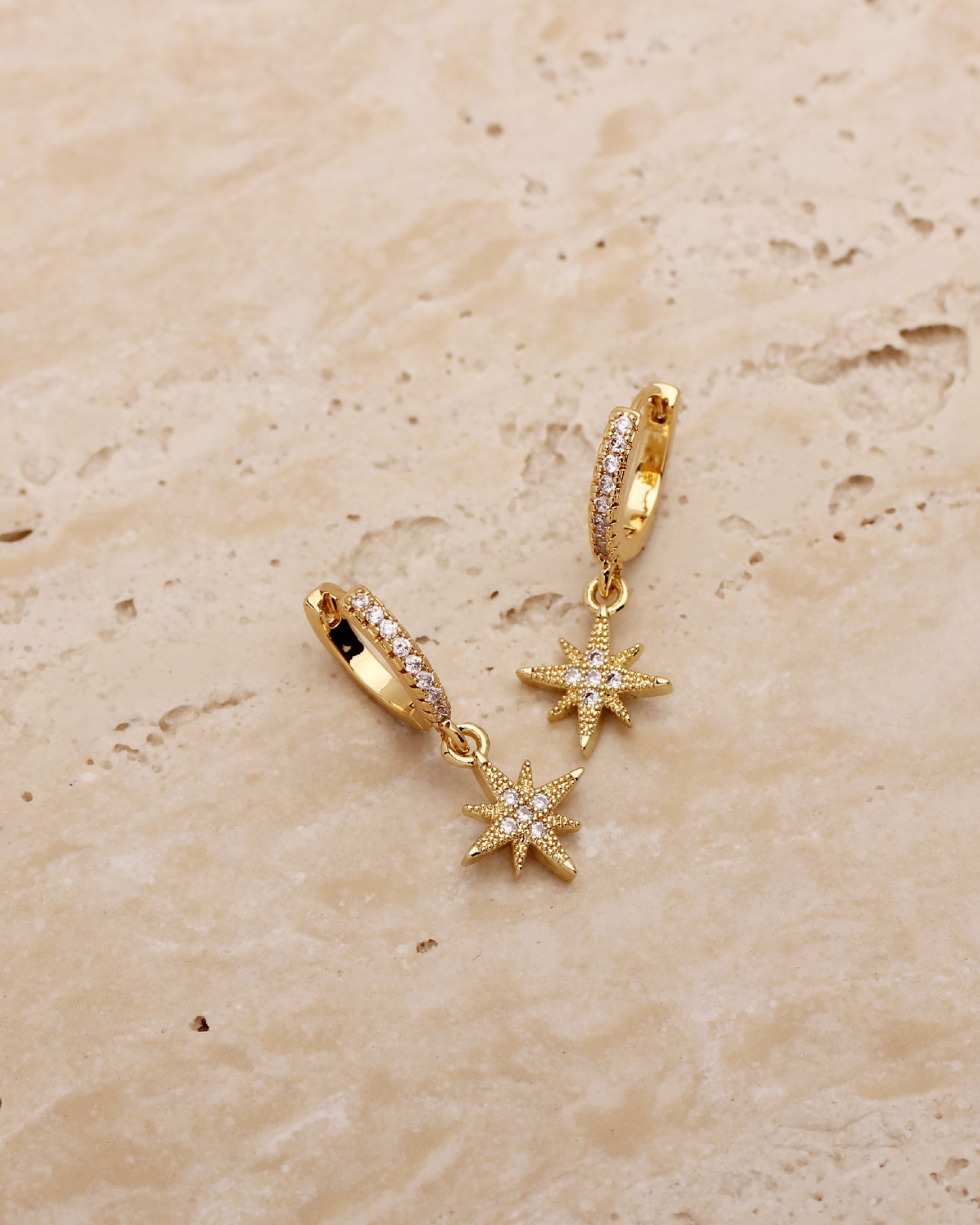 MACI CUBIC DANGLE STAR HOOPS