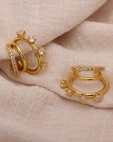 Triple Hoop Earrings  Statement Earrings  Multi Layer Hoops  Mixed Triple Hoops  Minimalist Earrings  Medium Hoop Earrings  Large Hoop Earrings  Hoop Earrings Gold  Gold Hoop Earrings  CZ Triple Hoops  CZ Hoop Earrings  CZ Diamond Hoops  3 Hoop Earrings