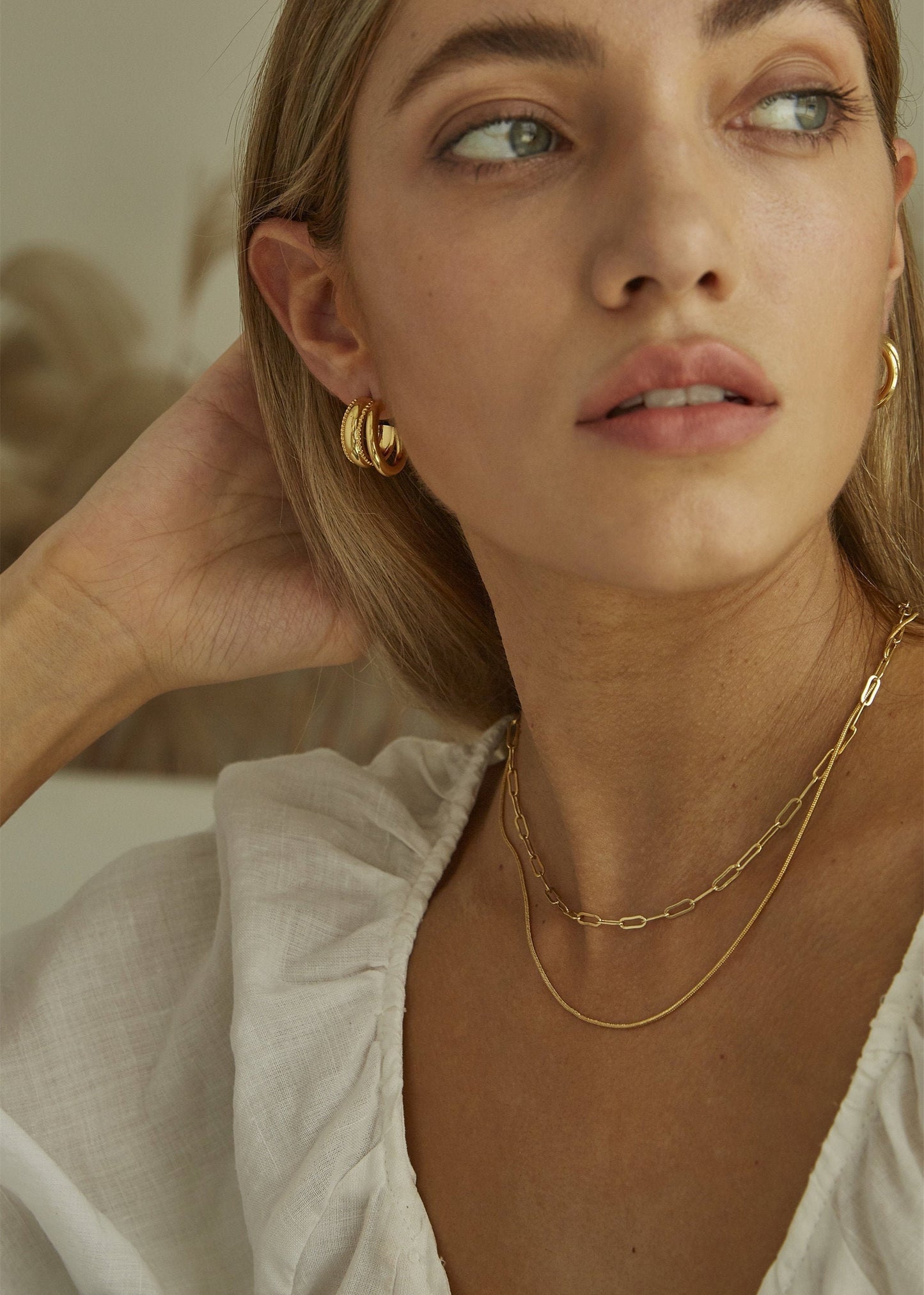 KAJA THIN HERRINGBONE NECKLACE