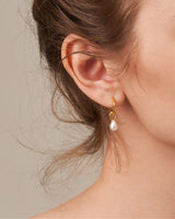 LAILA PEARL DROP HOOP EARRINGS