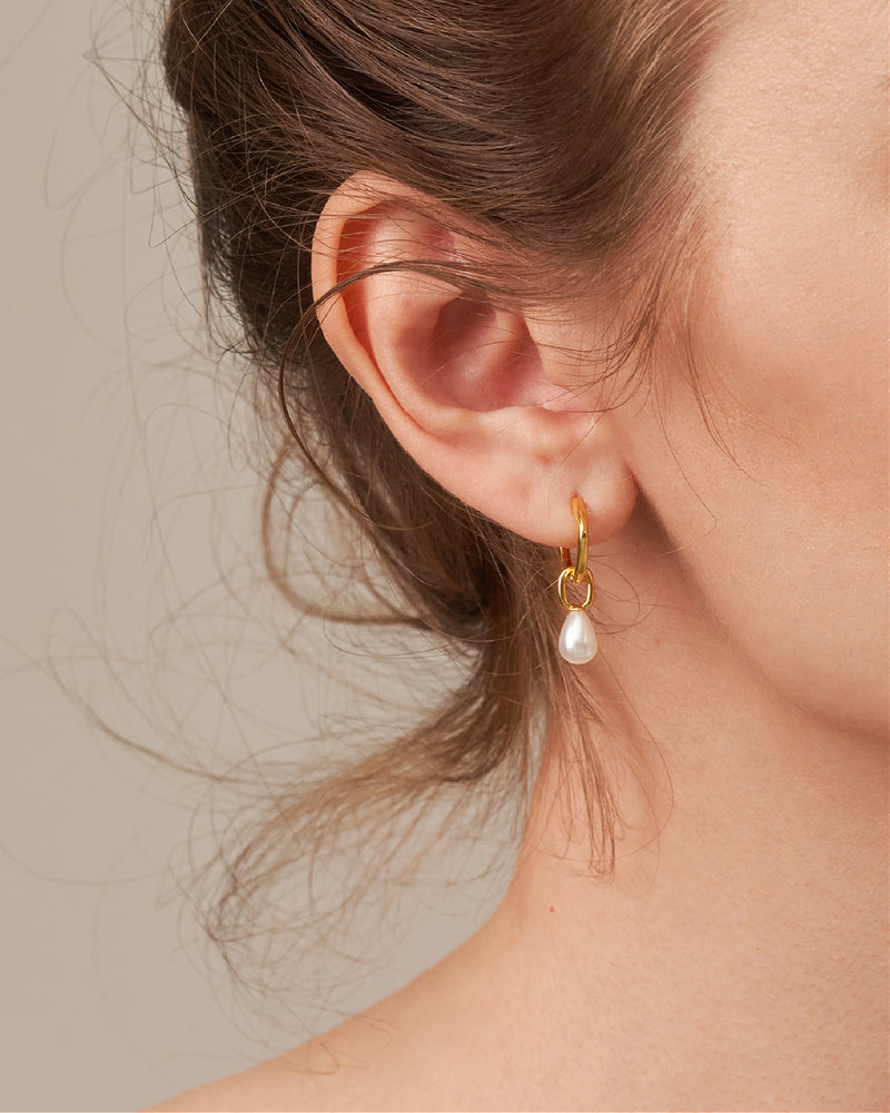 LAILA PEARL DROP HOOP EARRINGS
