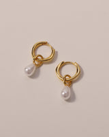LAILA PEARL DROP HOOP EARRINGS