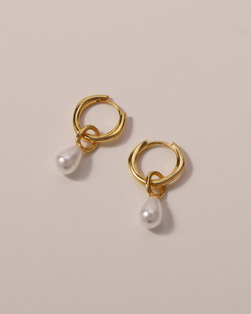 LAILA PEARL DROP HOOP EARRINGS