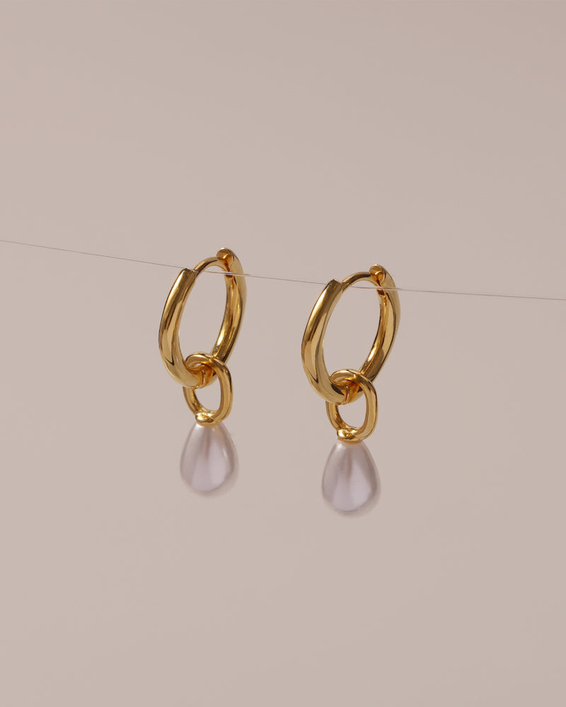 LAILA PEARL DROP HOOP EARRINGS