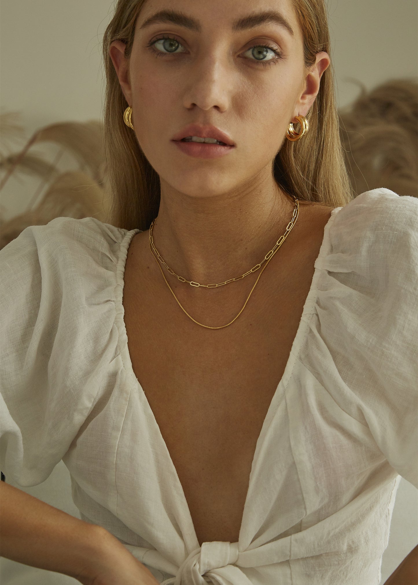 KAJA THIN HERRINGBONE NECKLACE