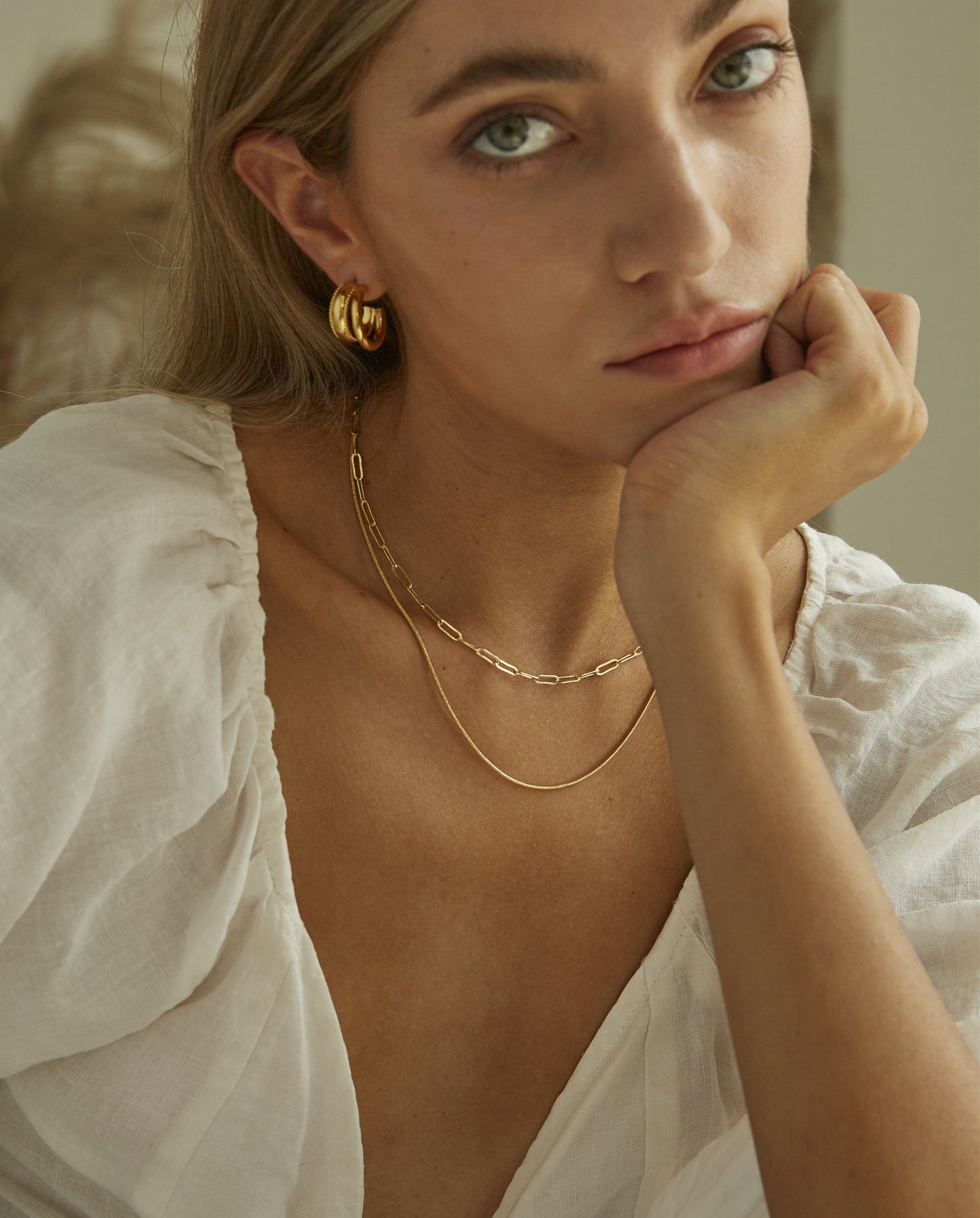 KAJA THIN HERRINGBONE NECKLACE