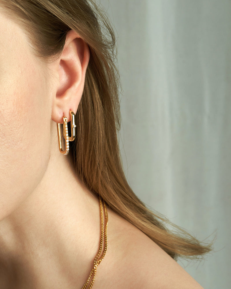 ZOE PAVE RECTANGLE HOOPS