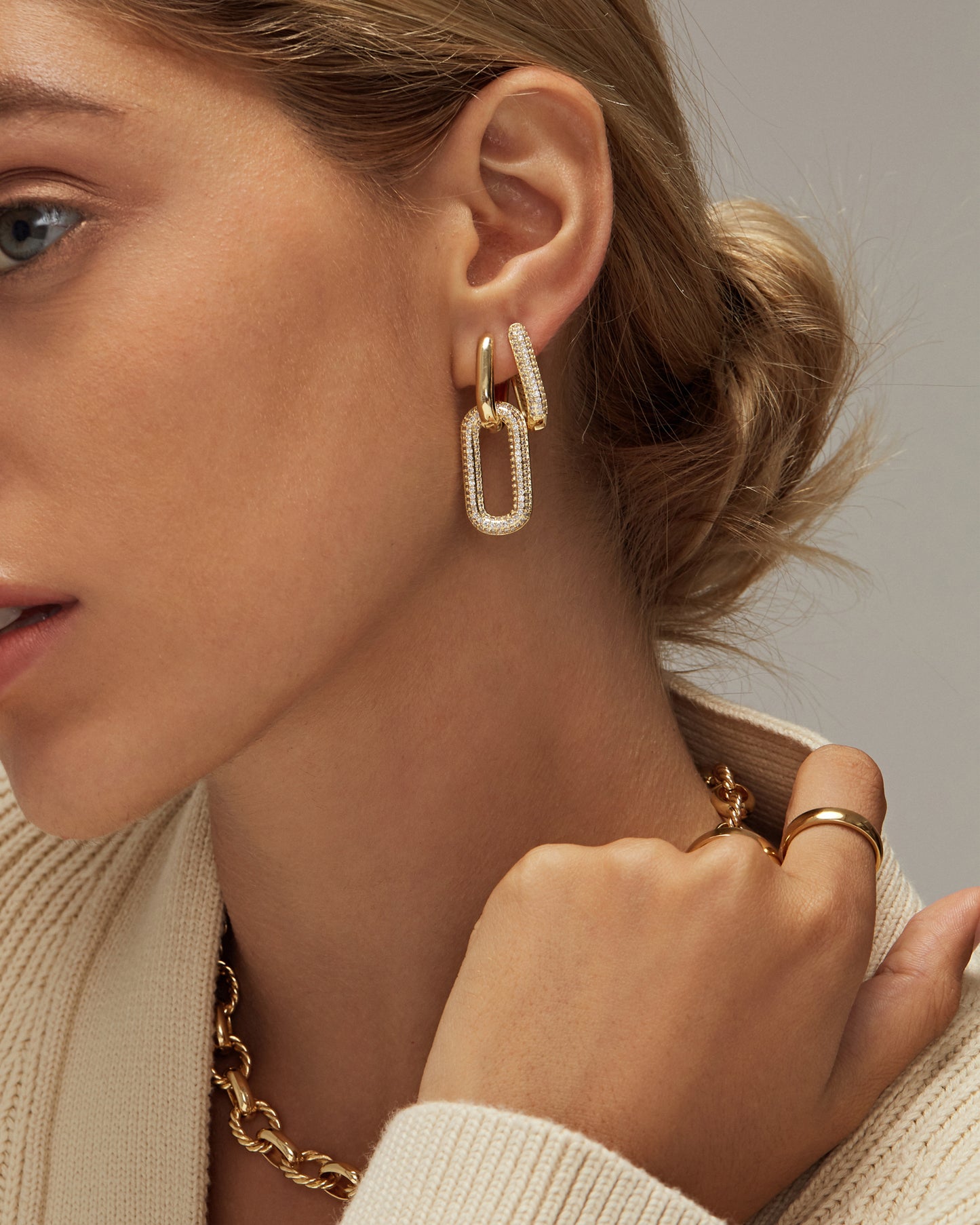 LENNON CZ DOUBLE RECTANGLE HOOPS