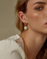 ELISE DANGLE PEARLS HOOPS