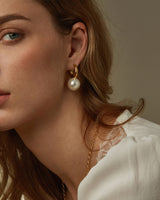 ELISE DANGLE PEARLS HOOPS