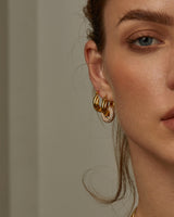 LUCILLE CZ DANGLE DOUBLE HOOPS