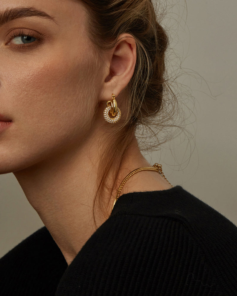 LUCILLE CZ DANGLE DOUBLE HOOPS