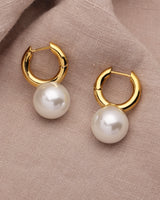 ELISE DANGLE PEARLS HOOPS