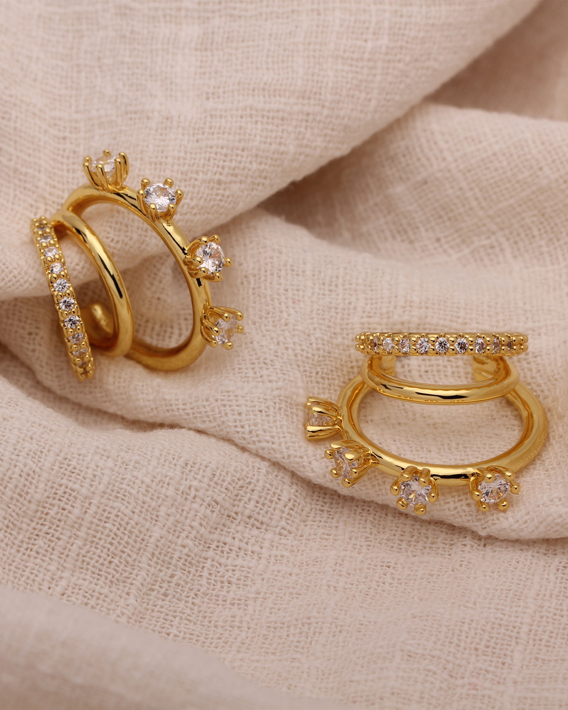 Triple Hoop Earrings  Statement Earrings  Multi Layer Hoops  Mixed Triple Hoops  Minimalist Earrings  Medium Hoop Earrings  Large Hoop Earrings  Hoop Earrings Gold  Gold Hoop Earrings  CZ Triple Hoops  CZ Hoop Earrings  CZ Diamond Hoops  3 Hoop Earrings