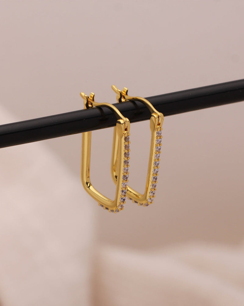 ZOE PAVE RECTANGLE HOOPS