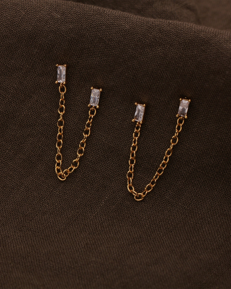 NIA CZ BAGUETTE CHAIN STUDS