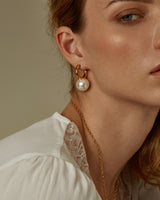 ELISE DANGLE PEARLS HOOPS