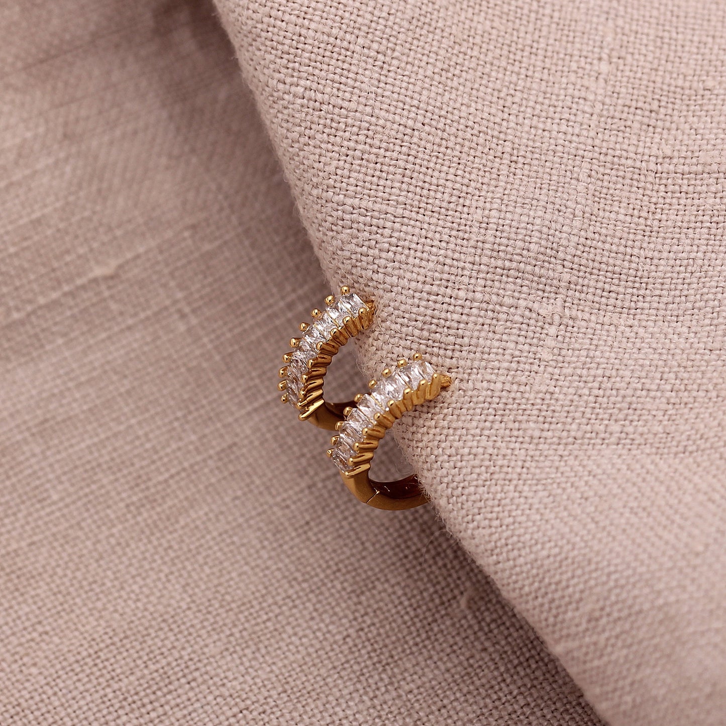 TIA BAGUETTE DIAMOND HUGGIE HOOPS