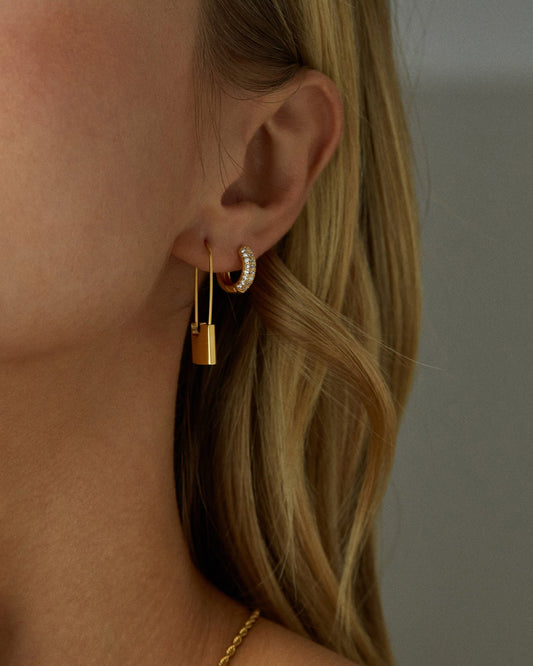 ZINNIA PADLOCK HOOP EARRINGS