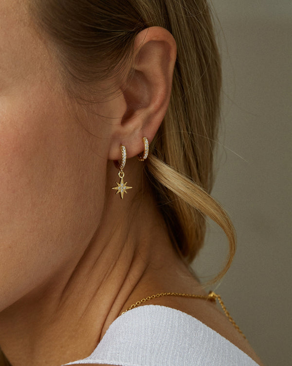 MACI CUBIC DANGLE STAR HOOPS