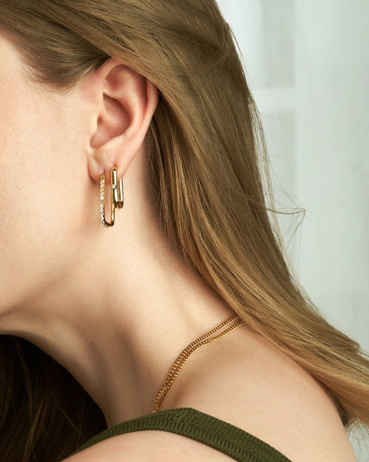 ZOE PAVE RECTANGLE HOOPS