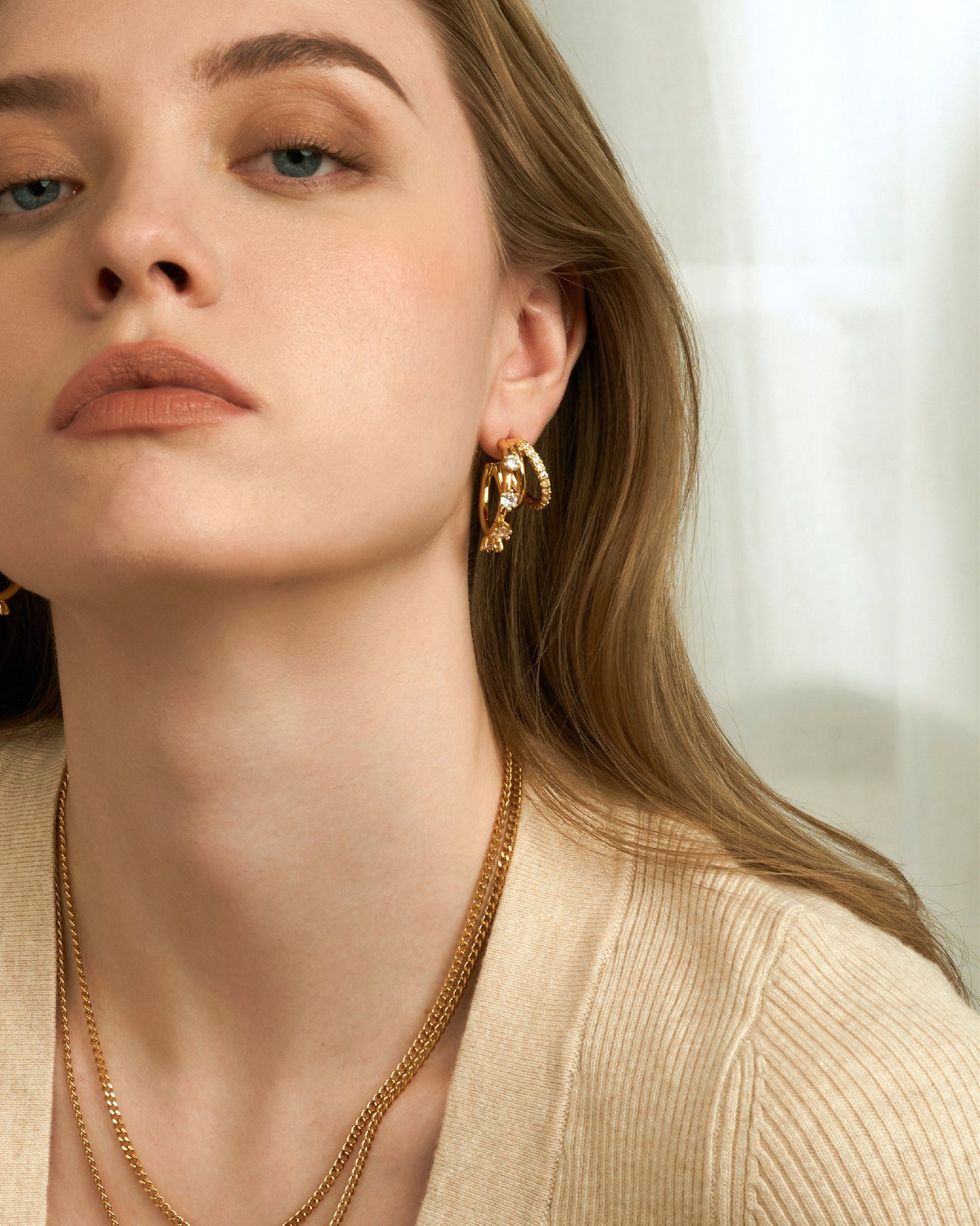 Triple Hoop Earrings  Statement Earrings  Multi Layer Hoops  Mixed Triple Hoops  Minimalist Earrings  Medium Hoop Earrings  Large Hoop Earrings  Hoop Earrings Gold  Gold Hoop Earrings  CZ Triple Hoops  CZ Hoop Earrings  CZ Diamond Hoops  3 Hoop Earrings